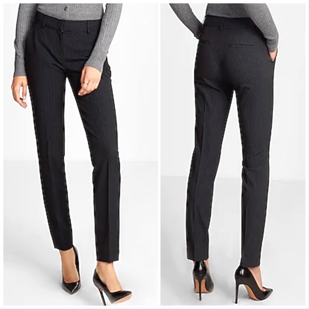 Express Mid Rise Pinstripe Columnist Ankle Pant, 8 Short
